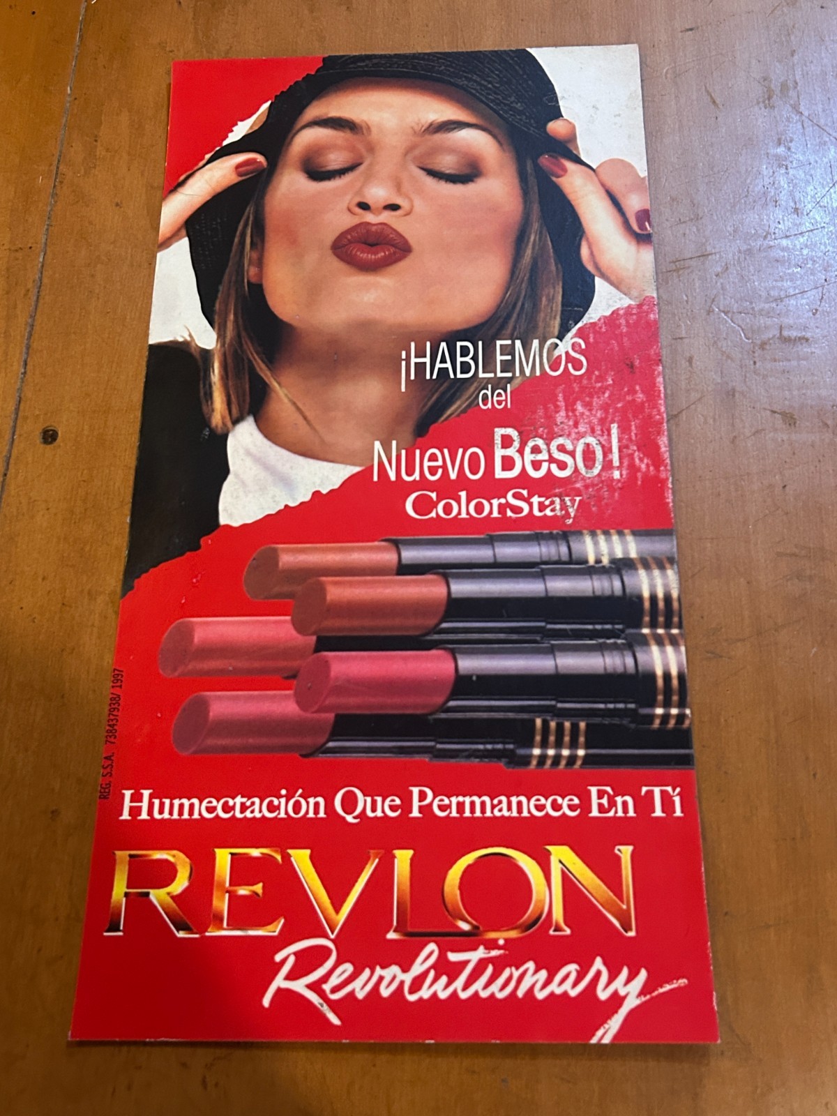 CYNDY CRAWFORD Revlon ColorStay Lipstick 1997 MEXICO STORE DISPLAY AD SIGN POSTE