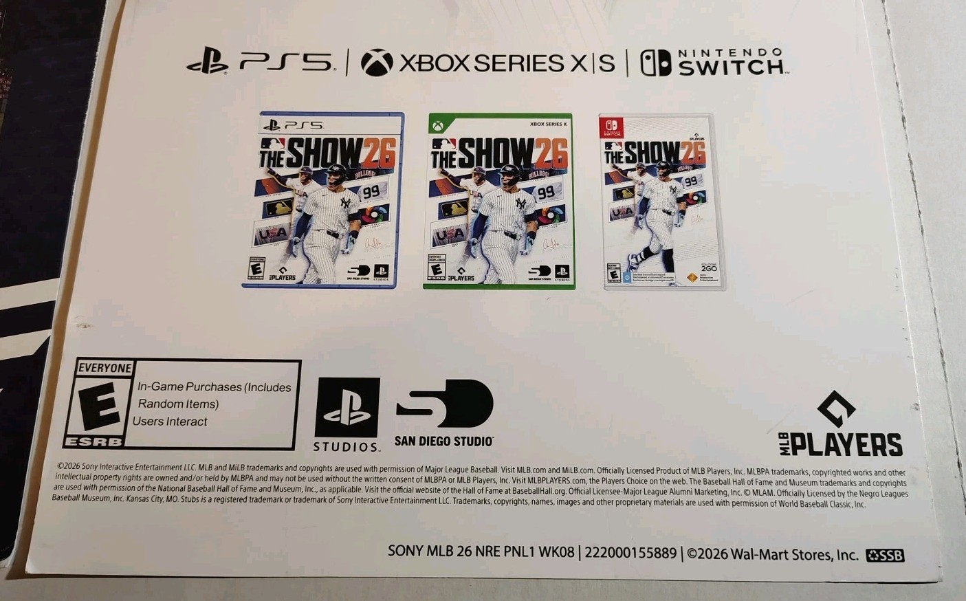 MLB The Show 26 Promo Walmart displays advertisement – 24x 11x Lot Of 2