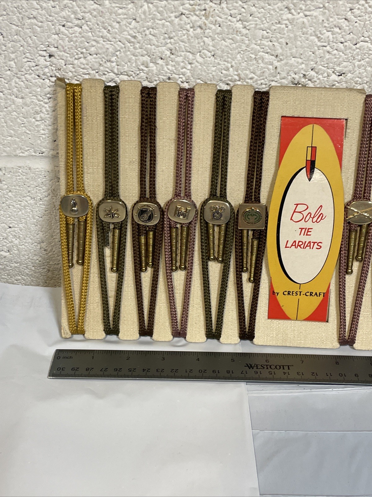 Metal Bolo Ties Bola Advertising Store Display Military Lot x12 Crest-Craft Vtg