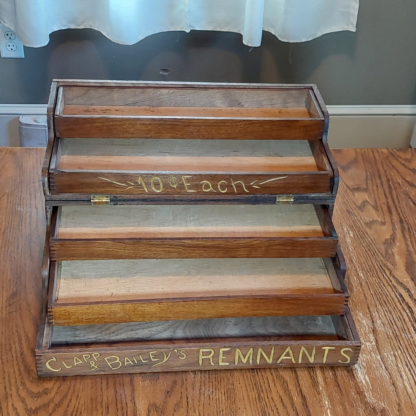 Antique 1880’s Clapp & Baileys REMNANTS Wooden Countertop Advertising Display