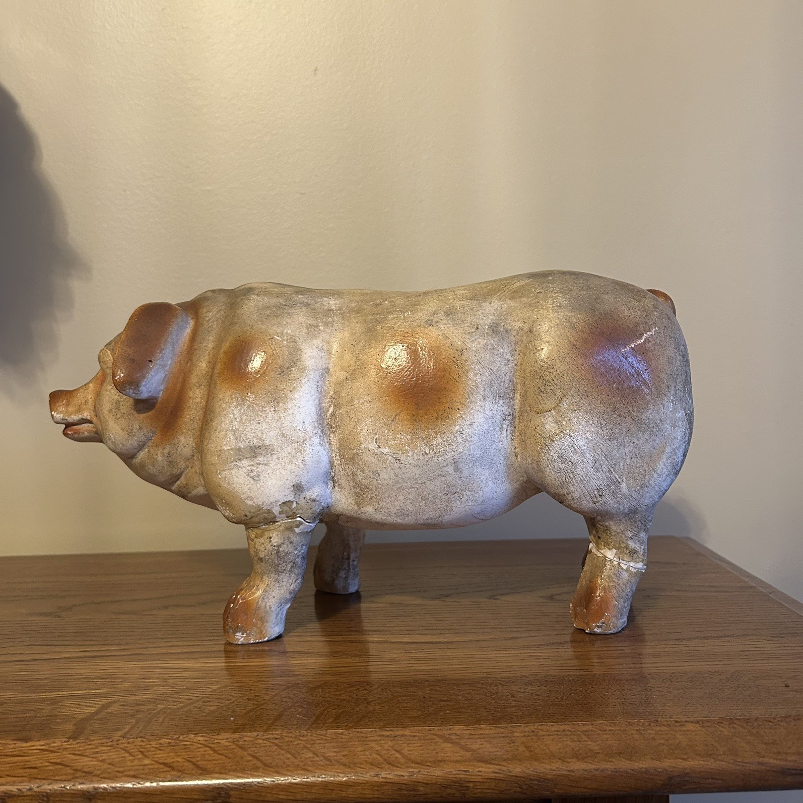 20s 30s Ceramic Composition Butcher Display Advertising Pig New Castle Indiana