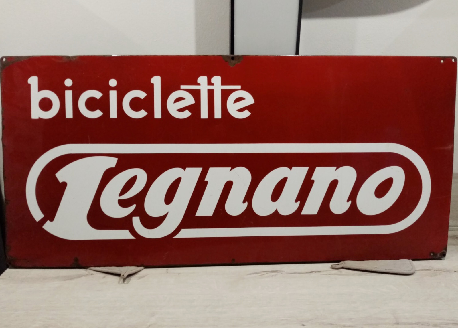 Enamel sign Bicycles Wood, old plate enamel VINTAGE