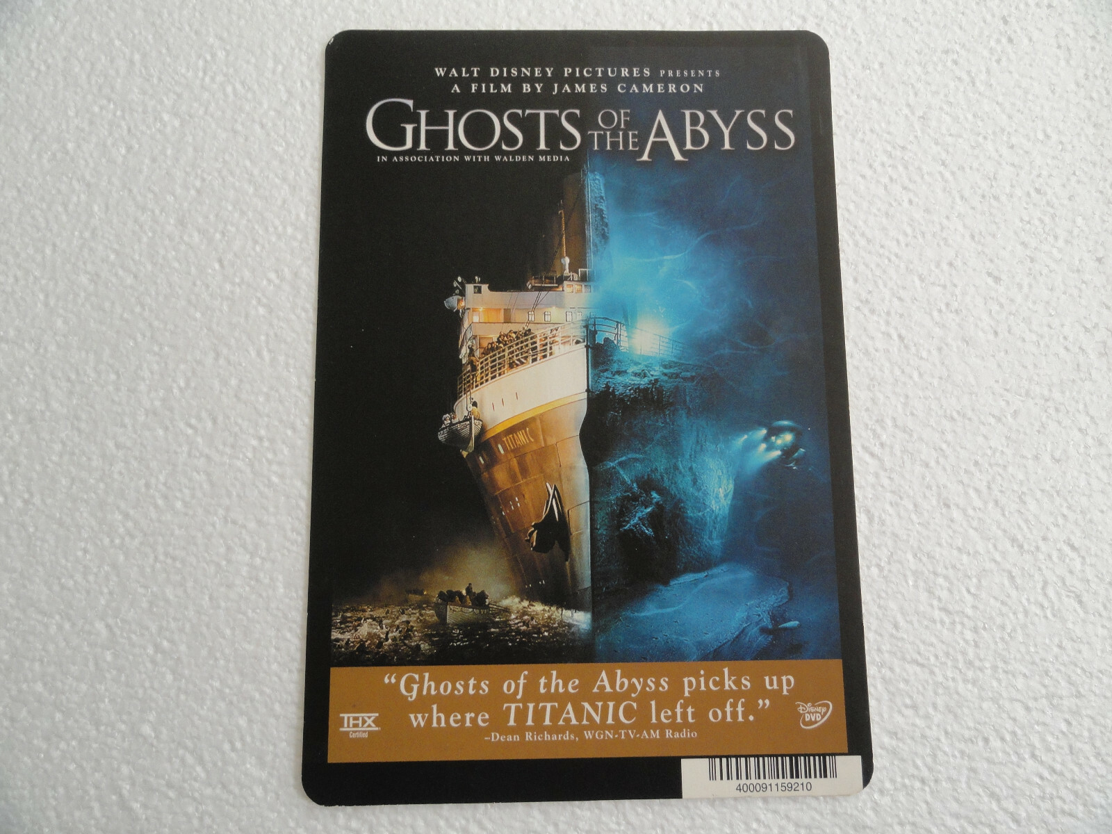 GHOST OF THE ABYSS JAMES CAMERON – BLOCKBUSTER VIDEO BACKER CARD 5″X8″ NO MOVIE