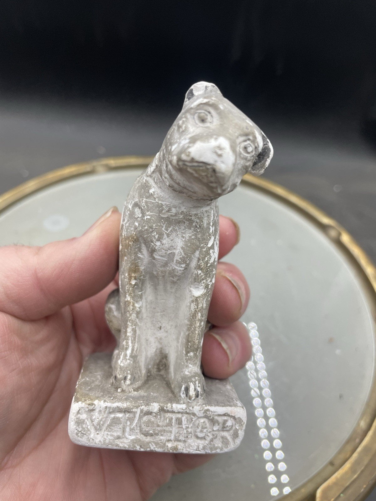 Vintage RCA Victor Nipper Dog 4” Chalkware Advertising Figurine