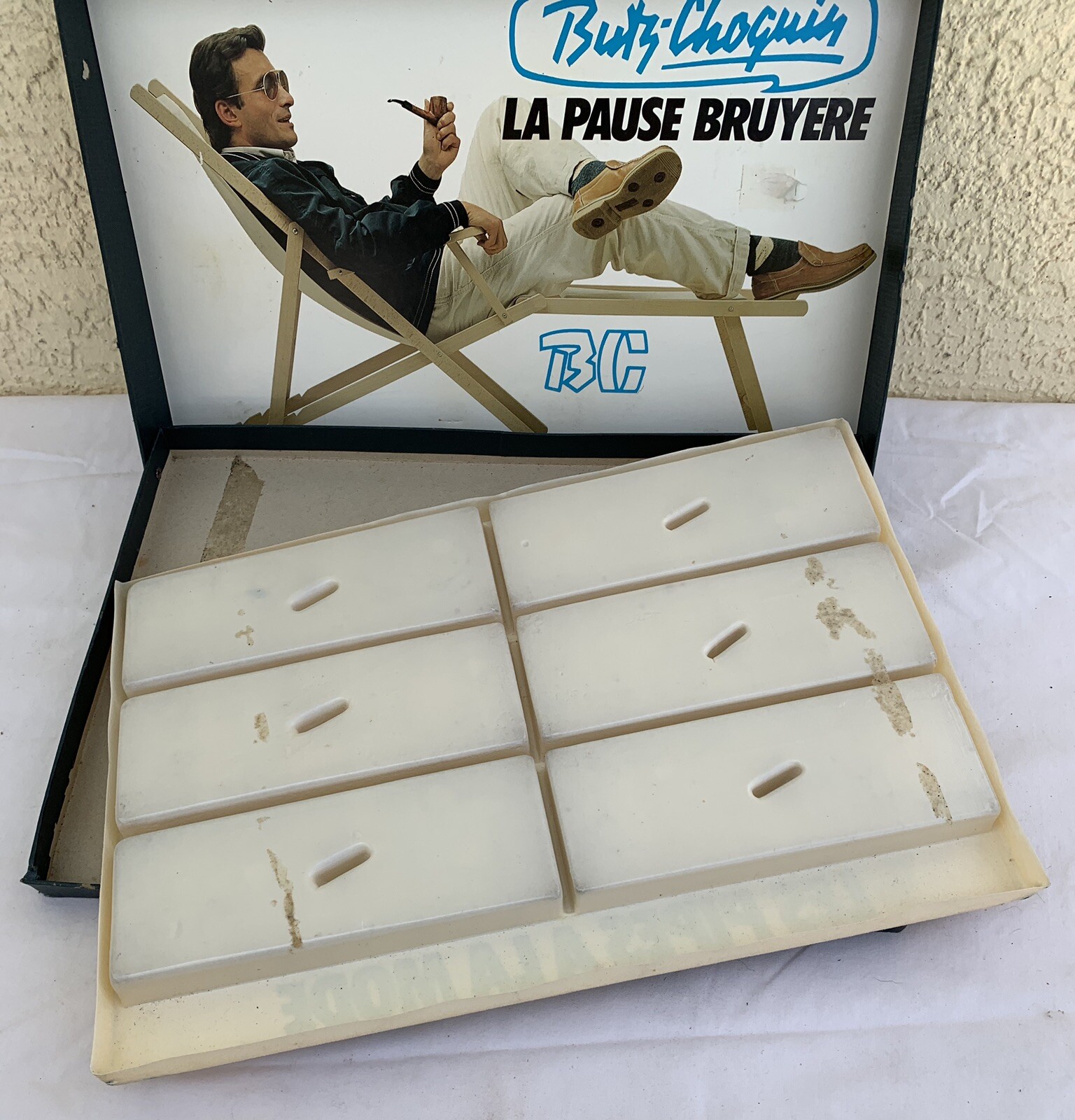 Rare Vintage Butz Choquin Pipe store display box stand advertising BC shop ad
