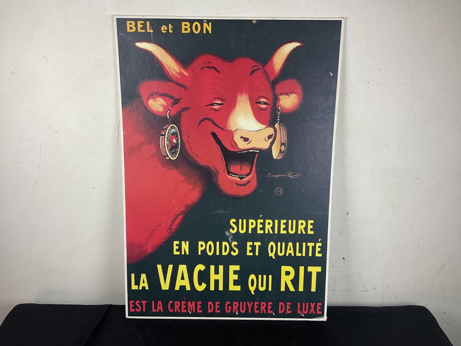 Vintage BENJAMIN RABIER “LA VACHE QUI RIT” ADVERTISING CARDBOARD.
