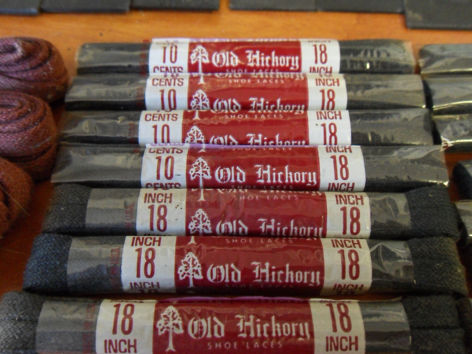 VTG Antique Old Hickory Shoe Laces Store Display Cabinet 14 LACES + 11 OTHER