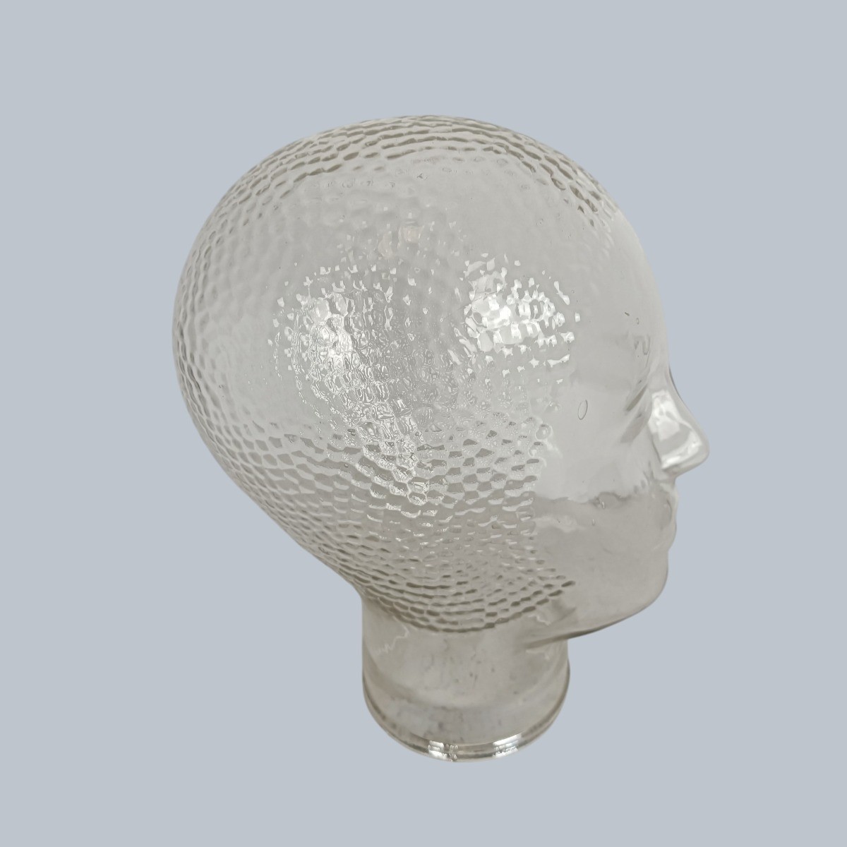 Vintage Clear Glass Mannequin Head for Headphones, Hats, Wigs