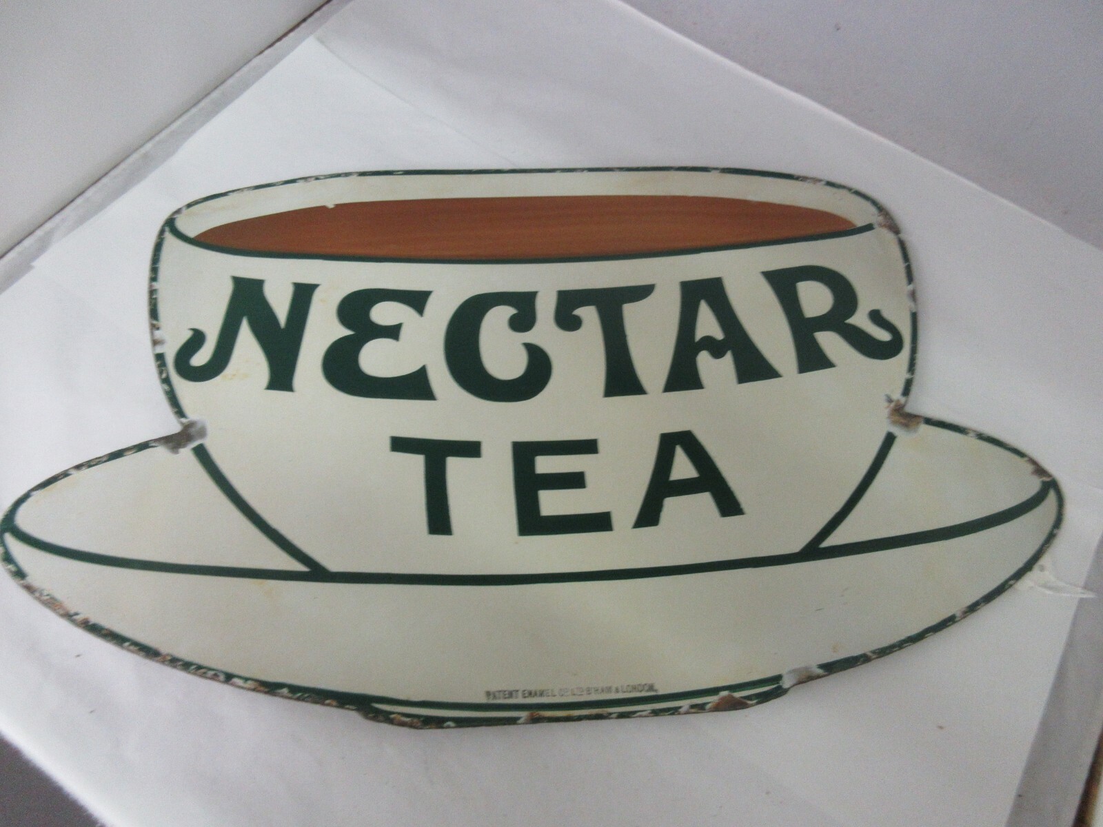 VINTAGE ADVERTISING NECTAR TEA PORCELAIN SIGN VERY RARE STORE DISPLAY M-350