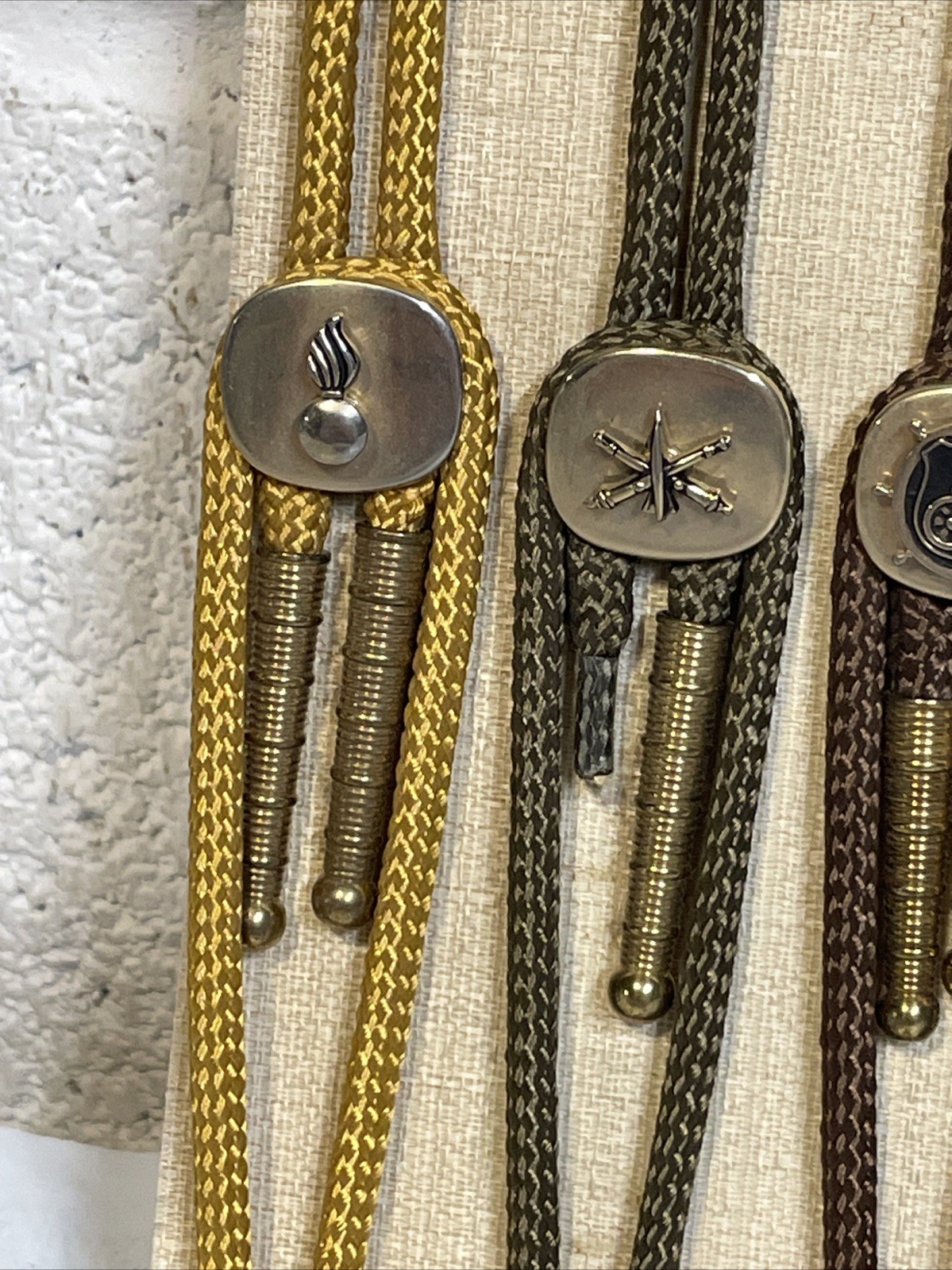 Metal Bolo Ties Bola Advertising Store Display Military Lot x12 Crest-Craft Vtg