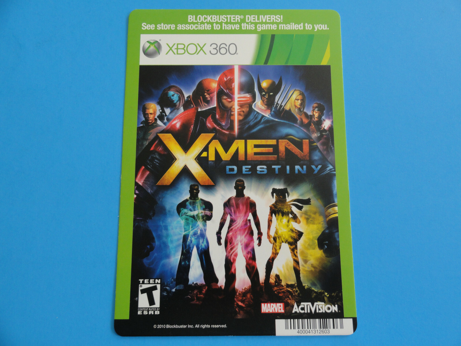 XBOX 360 X-MEN DESTINY BLOCKBUSTER VIDEO BACKER CARD 5″X8″ – NO GAME