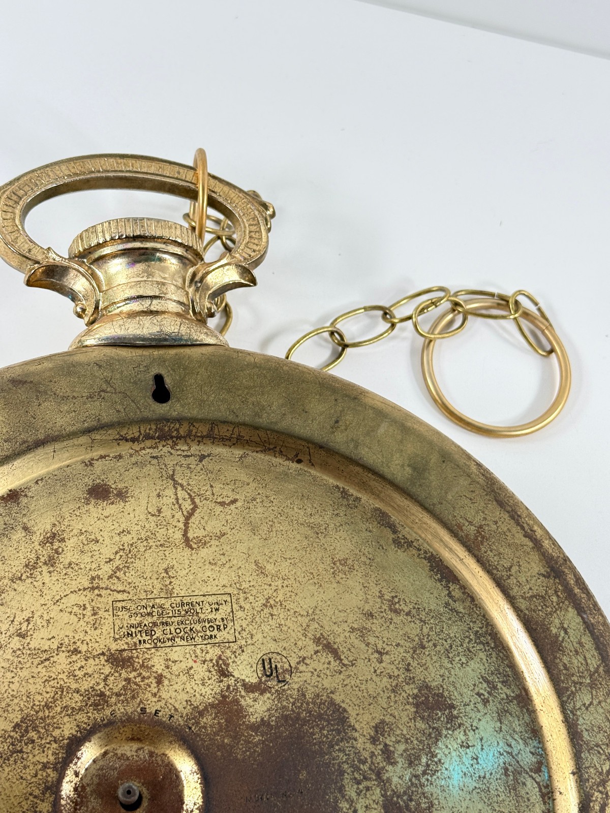 vtg Large United Pocket Watch Advertising Store Display motion clock hanging