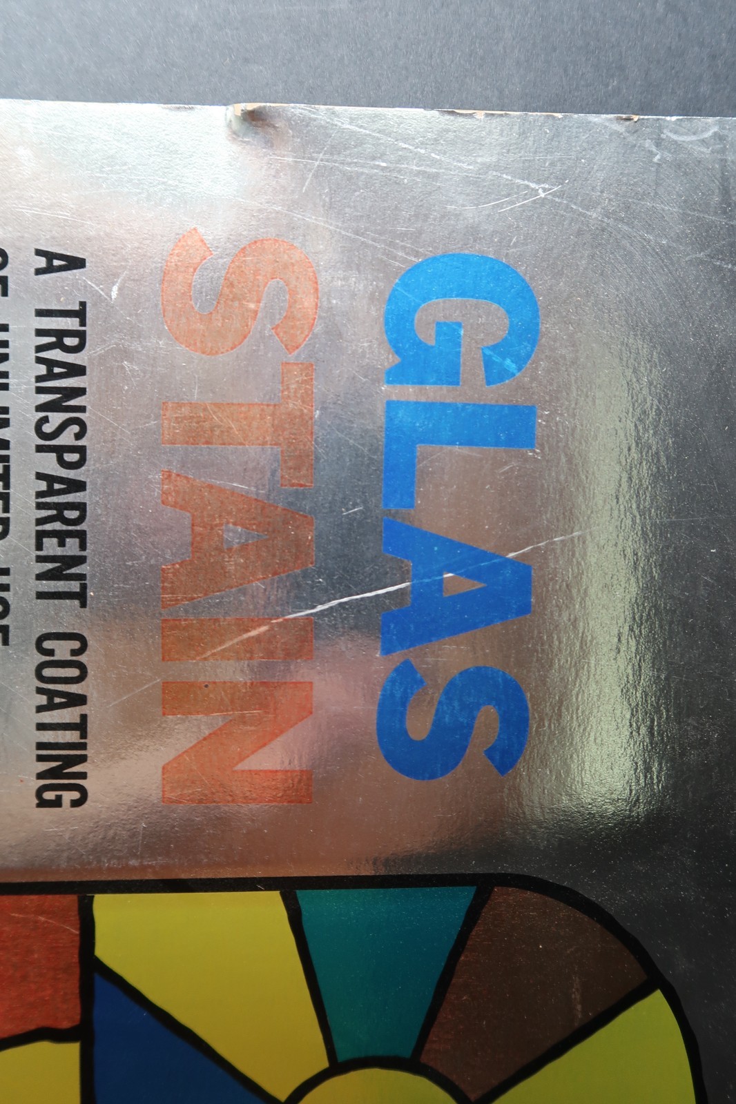 Glas Crystal Stain Store Display Hobby Shop Advertising Man Cave She Shed