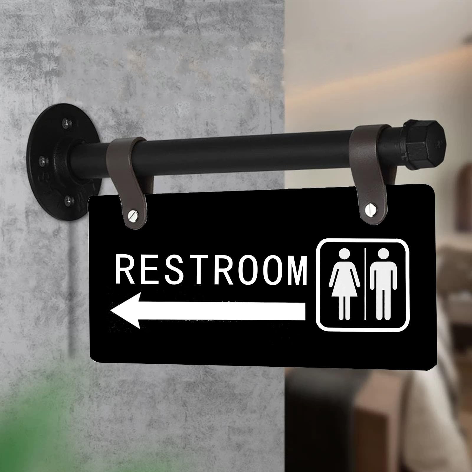 Double Sided Metal Restroom Sign for Business，11″ x 6″，Unisex Bathroom Sign with