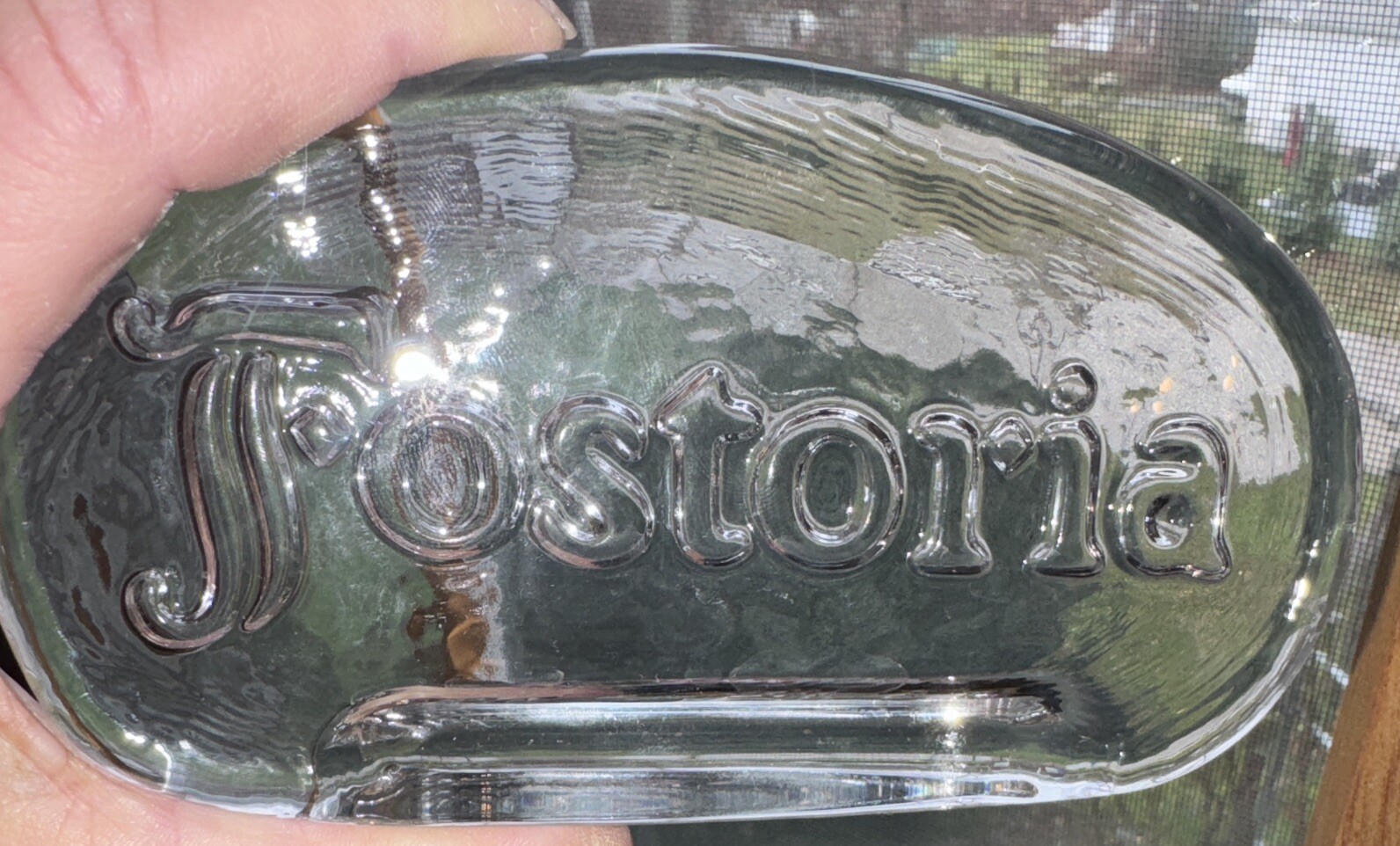 RARE Clear Fostoria Glass Store~Collector~Advertising Display Counter Sign