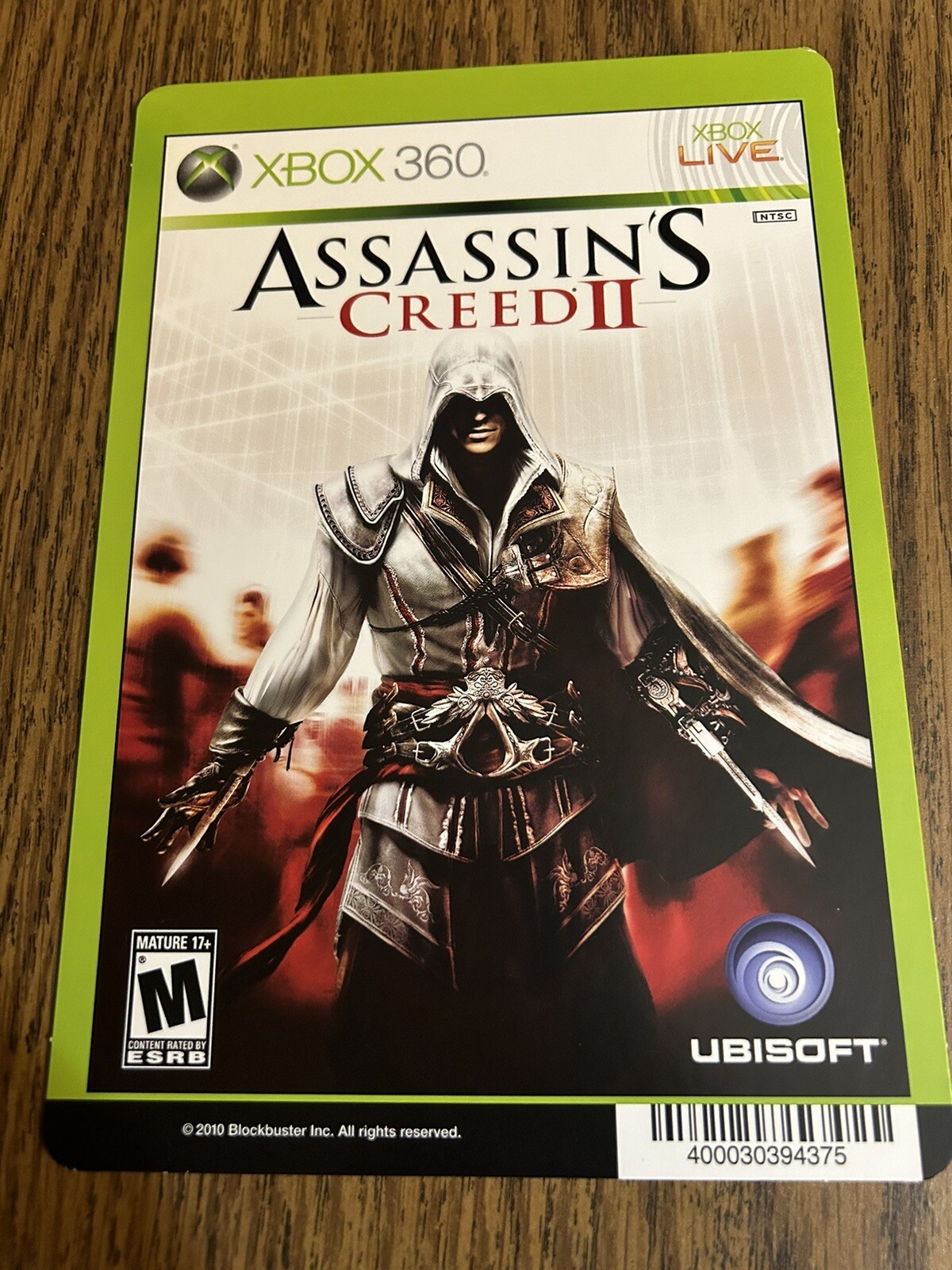 XBOX 360 Assassins Creed II BLOCKBUSTER VIDEO SHELF BACKER CARD 5.5″X8″
