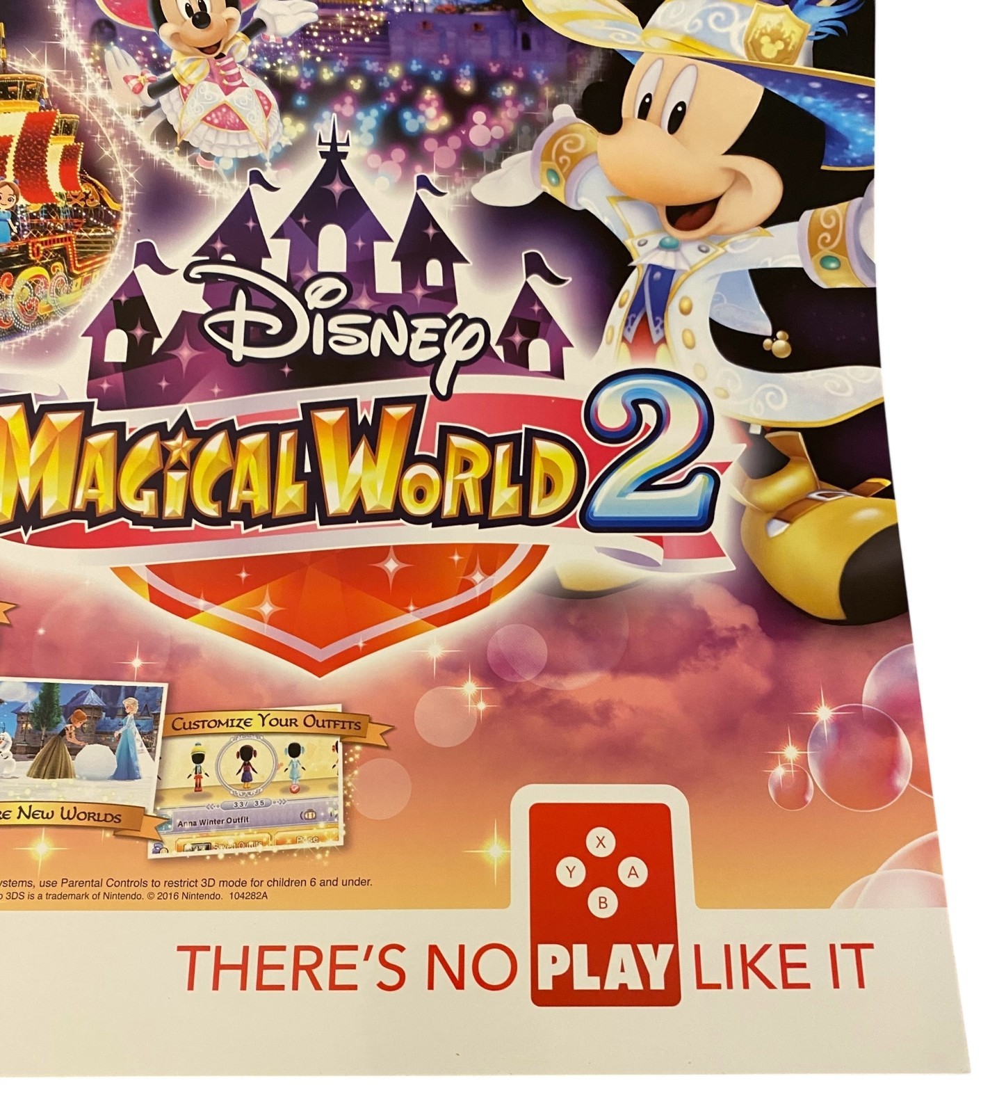 Disney Magical World 2 Store Promo Poster Sign 17″×11″ Nintendo 3DS New