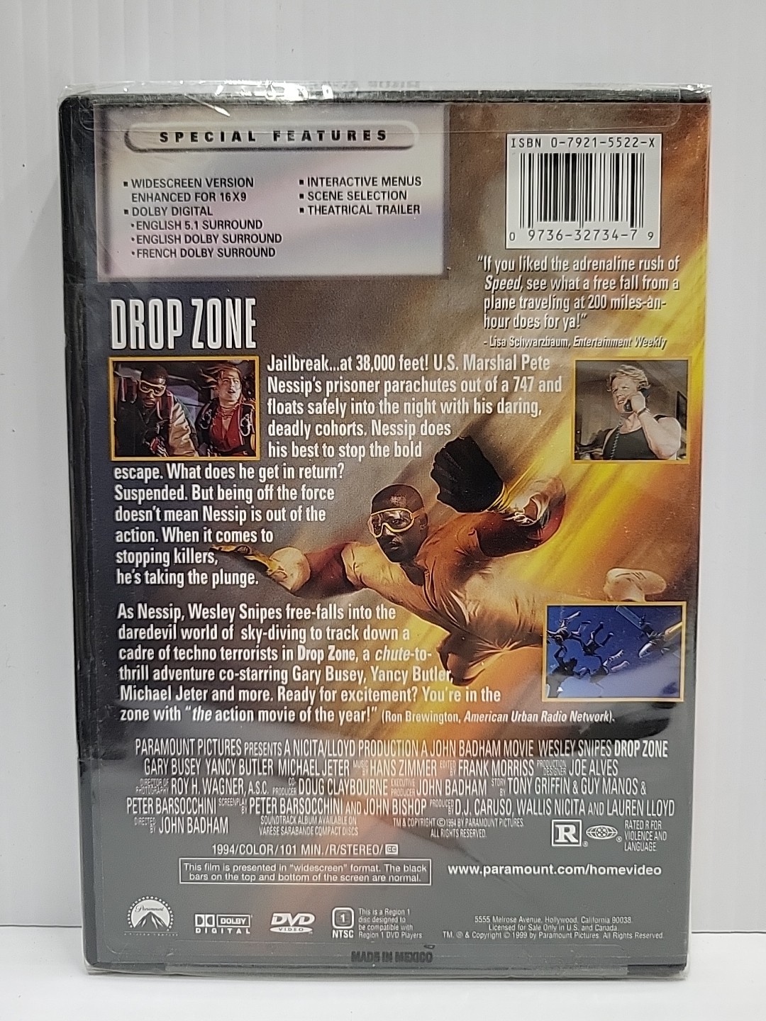 Drop Zone BLOCKBUSTER DVD BACKER CARD ONLY 5.5″X8″