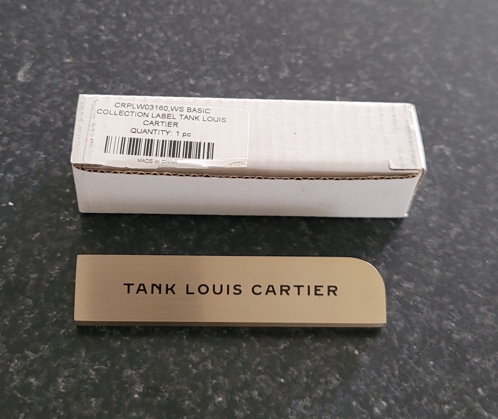 ORIGINAL CARTIER “TANK LOUIS CARTIER” DEALER’S BRASS PLAQUE BRAND NEW