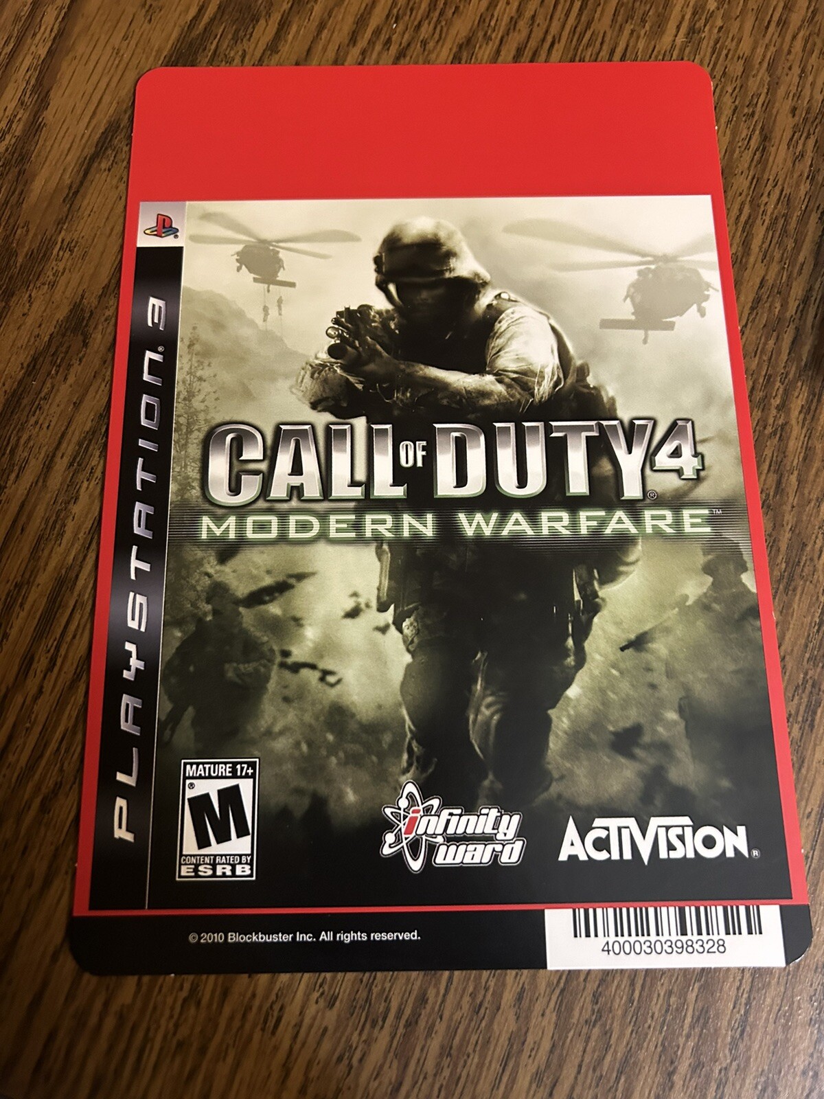 SONY PS3 Call Of Duty 4 Modern Warfare BLOCKBUSTER VIDEO SHELF BACKER CARD 5.5×8