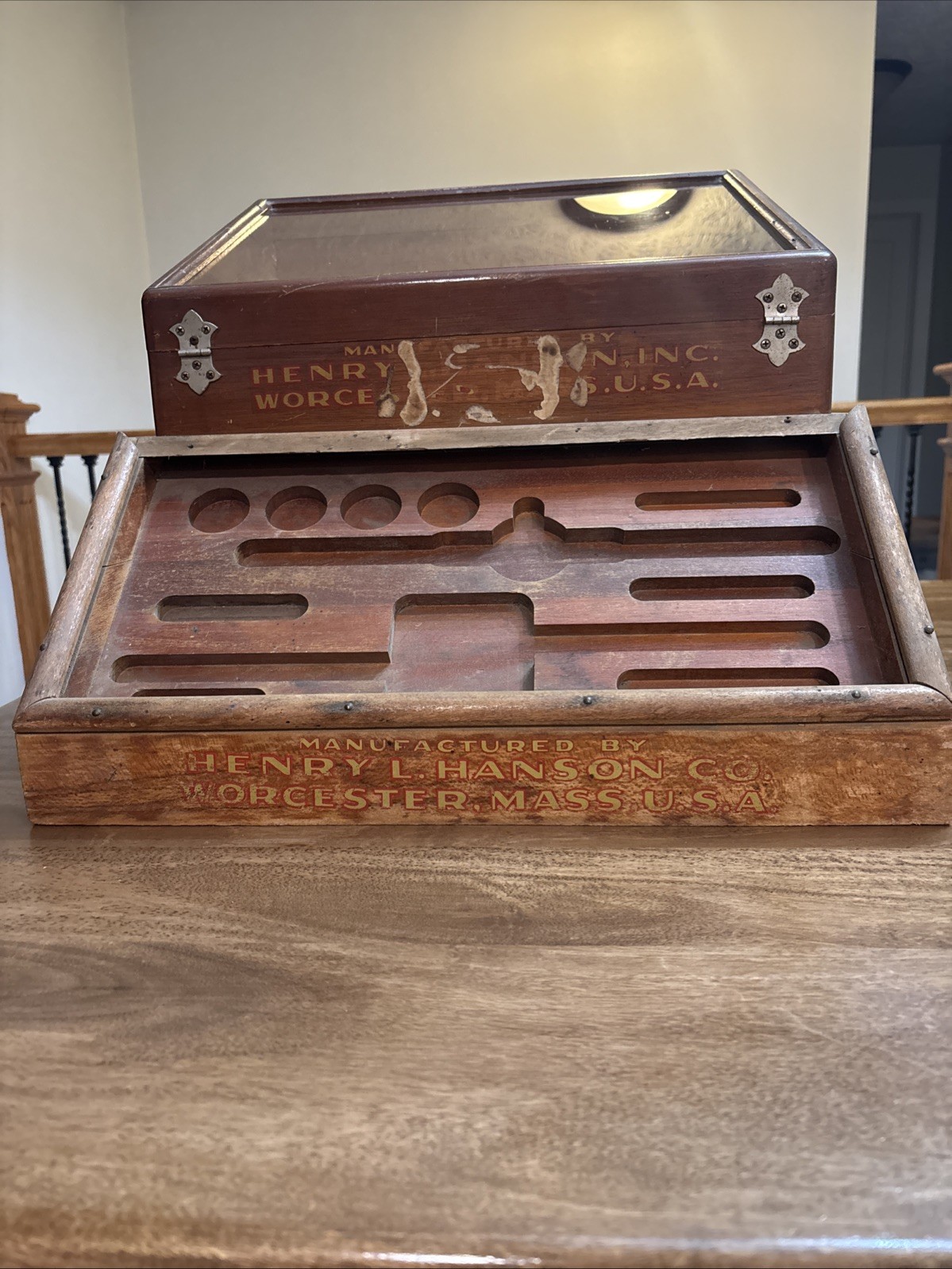 Antique Henry Hanson Co. Tap & Die – Display Case/Box -Store Display With Base