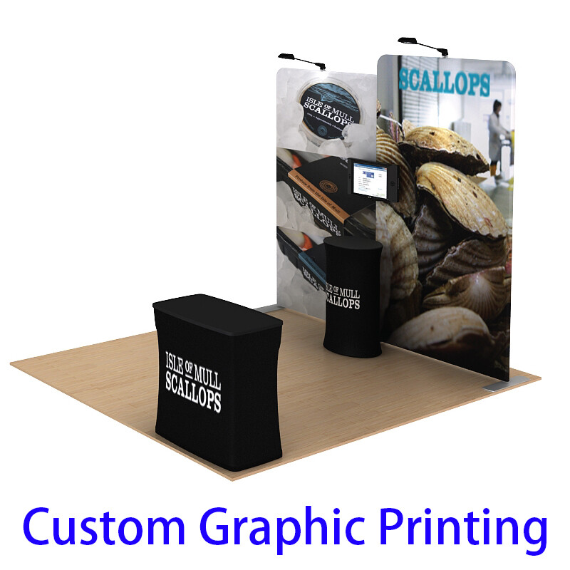 10ft Back Wall Trade Show Display Booth Pop Up Stand with Custom Graphic Print