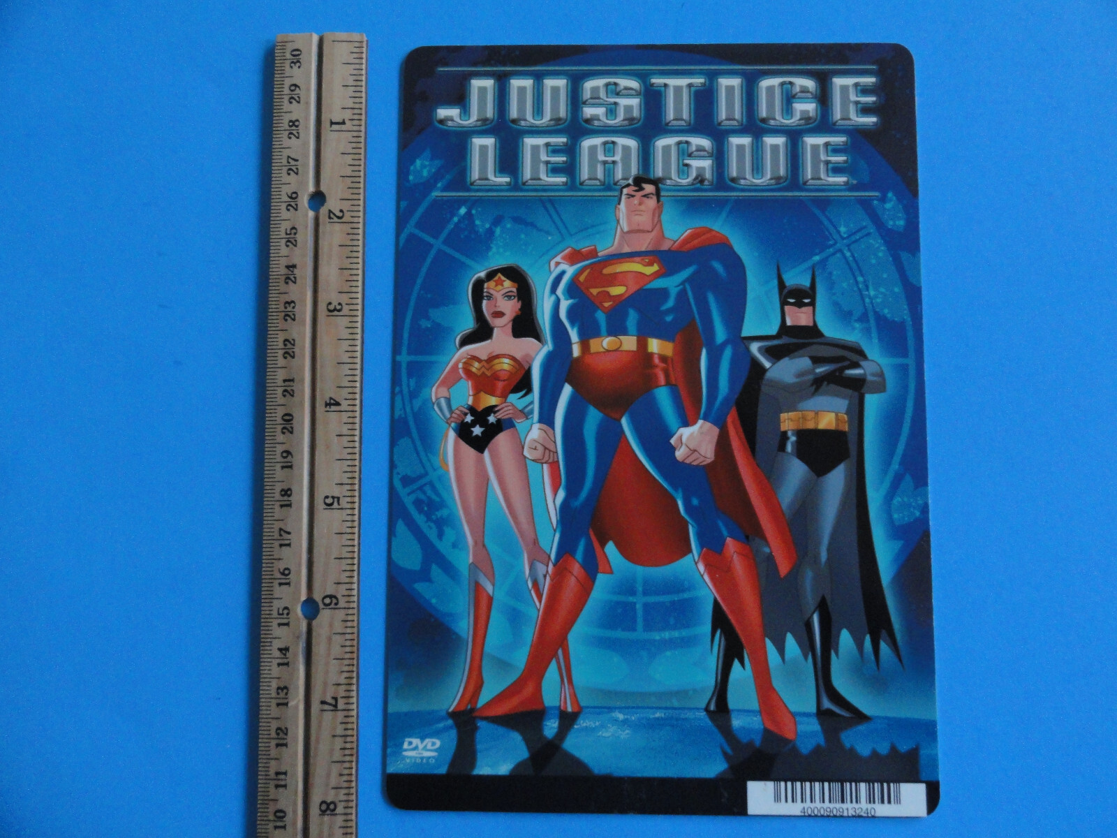 JUSTIC LEAGUE BLOCKBUSTER VIDEO BACKER CARD 5″X8″