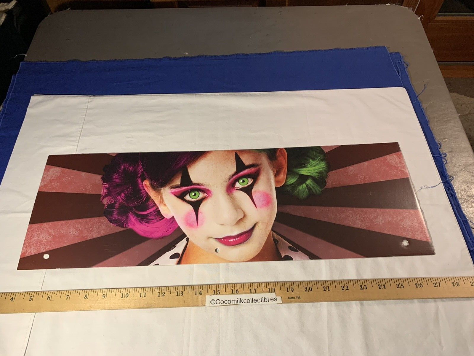 Spirit Halloween Cardboard End Cap Store Display Sign Clown Jester Girl Face