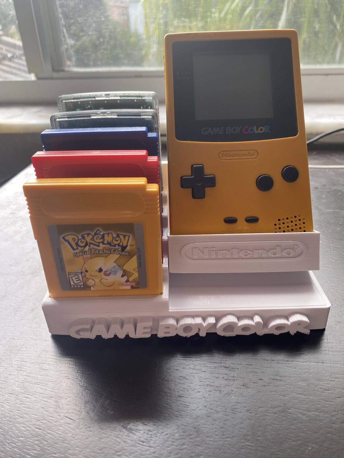 Gameboy Color Display Stand! Holds 5 Cartridges & System! Made in USA