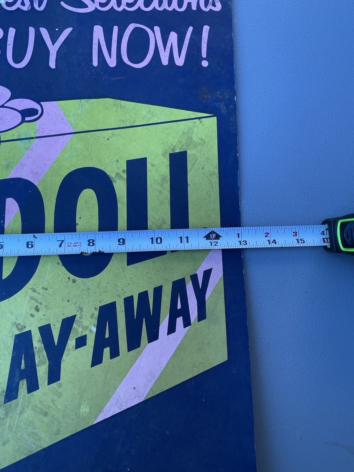 Vintage Lay-Away Doll sale Sign , Retail POS From About 1968 Poster Card Stock
