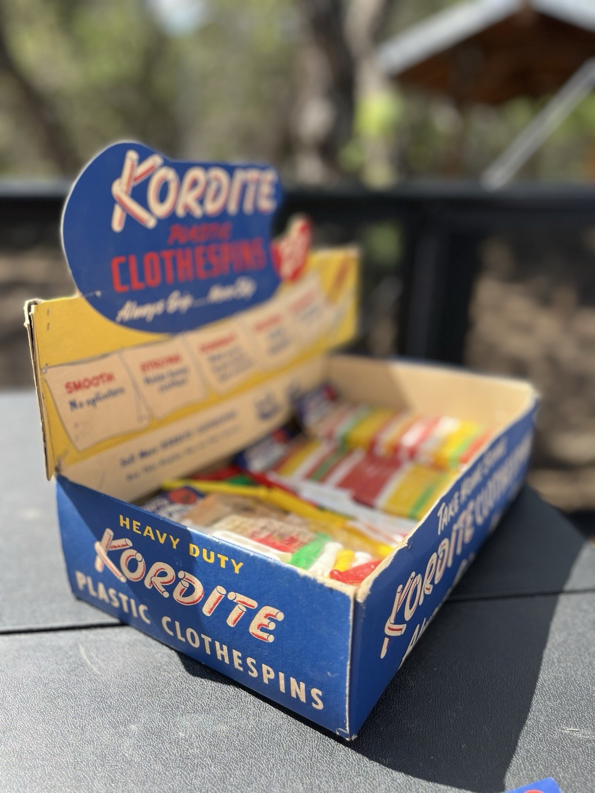 Vintage 1960s Kordite Plastic Clothespins Store Display Retro Laundry