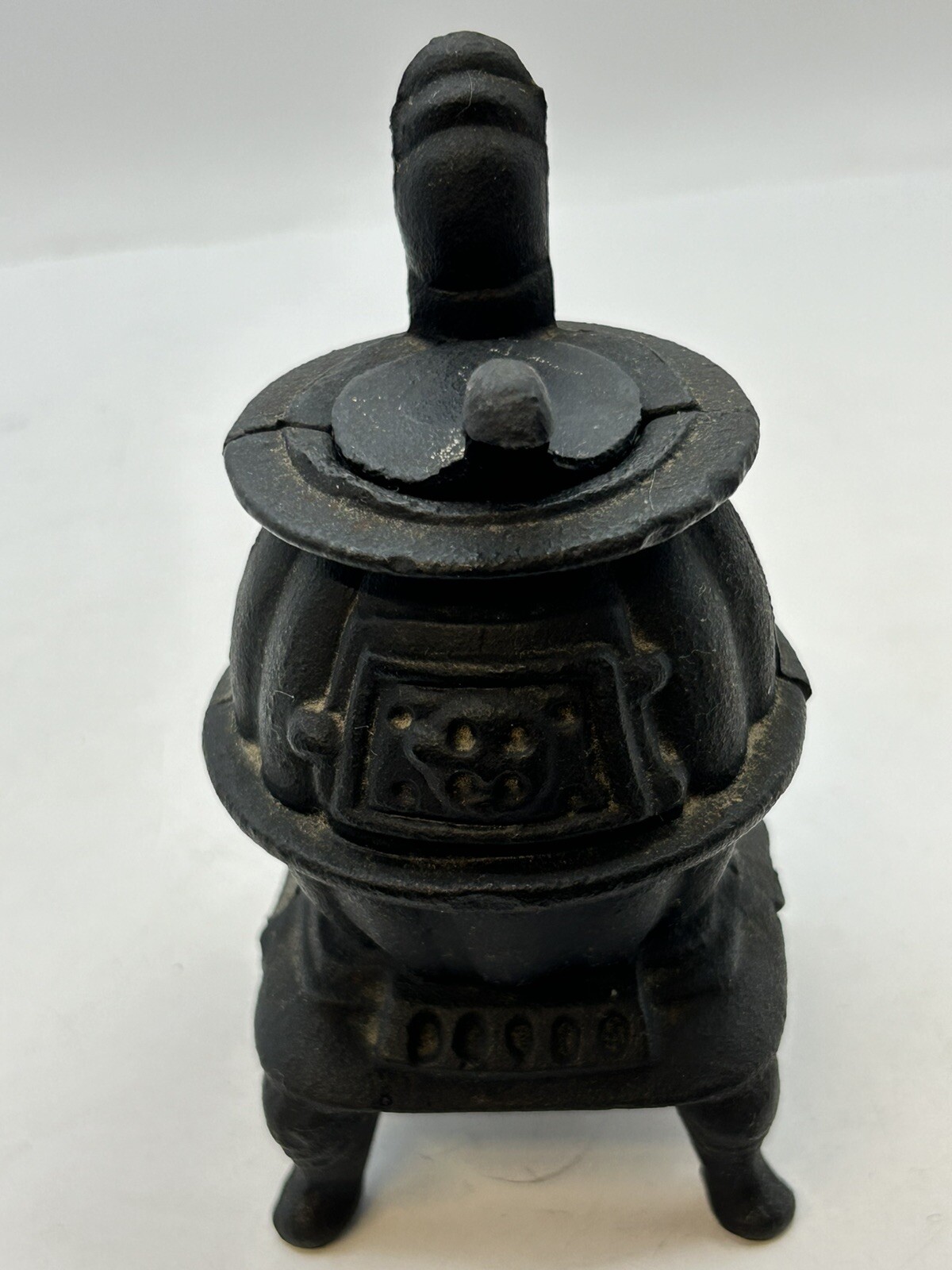Vintage Pot Belly Stove W/ Lid Miniature Cast Iron Salesman Sample So Cute!