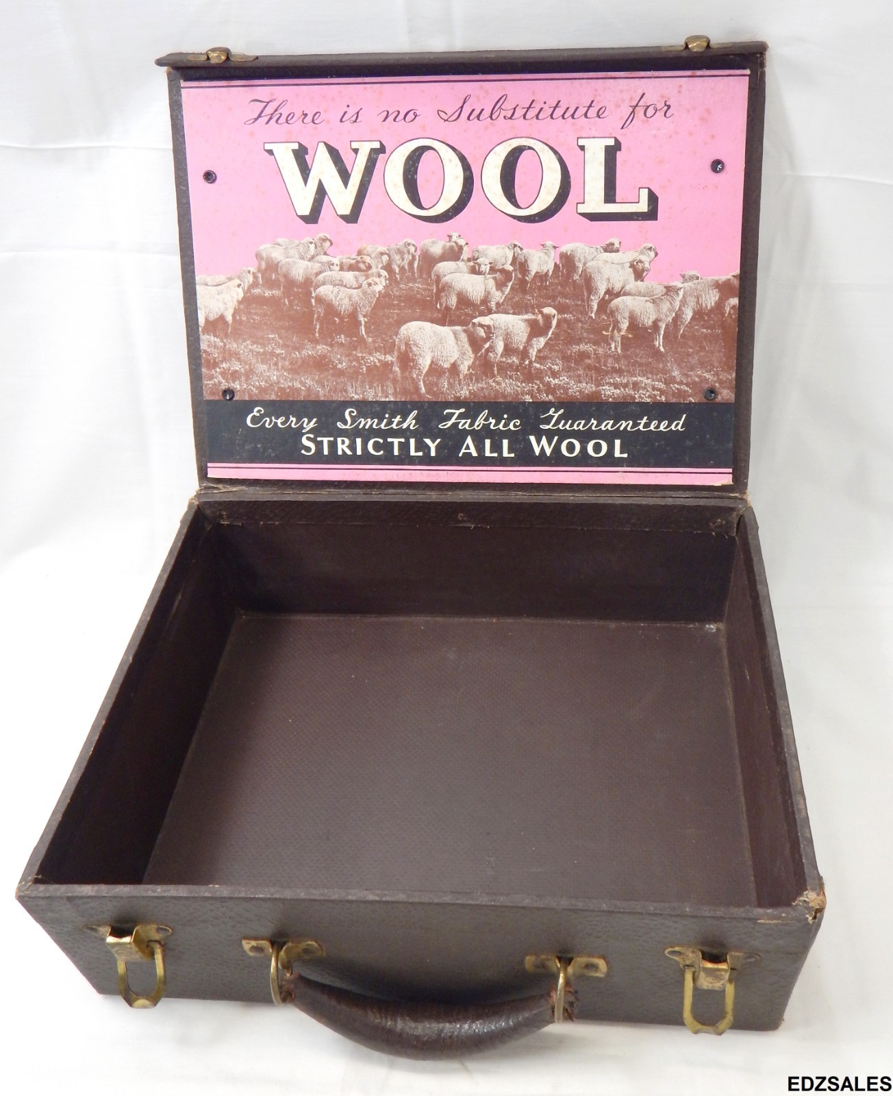 Vintage Salesman Sample Display Case W.D. Smith Wool Clothes Fabric Advertising