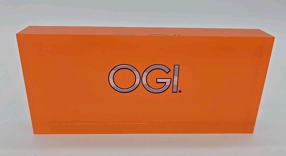OGI Eyeglasses 5.5″ X 2.5″ Acrylic Store Display Sign Advertising Plaque Orange