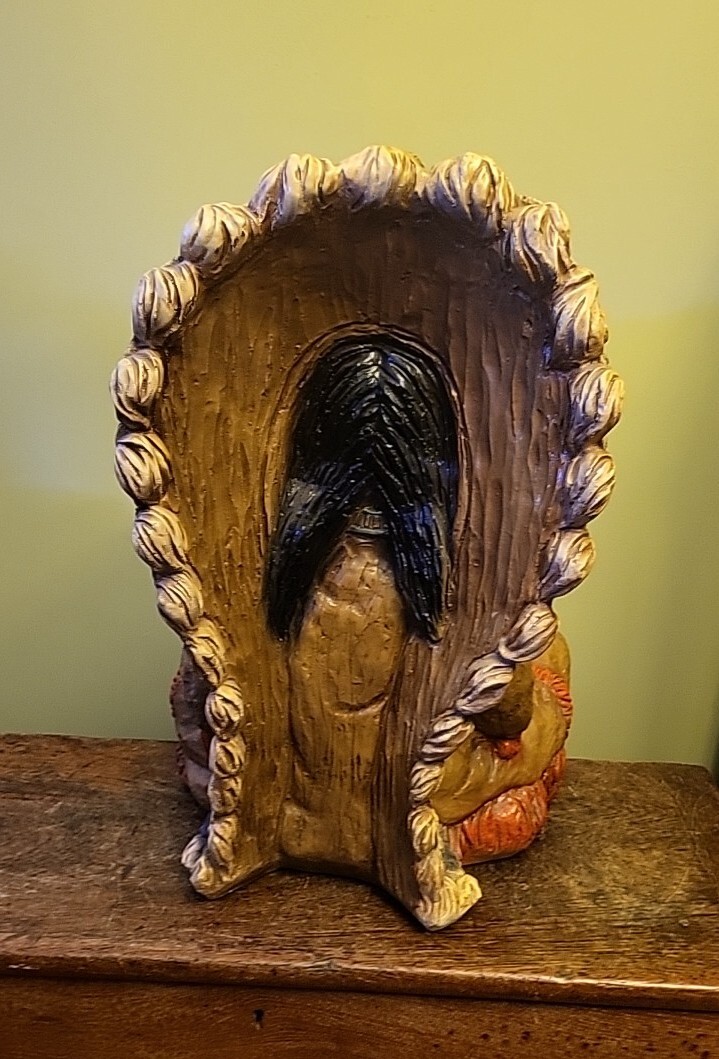 LARGE 1973 Cigar Store Native American Statue Chalkware Plaster Vaughn Kendrick
