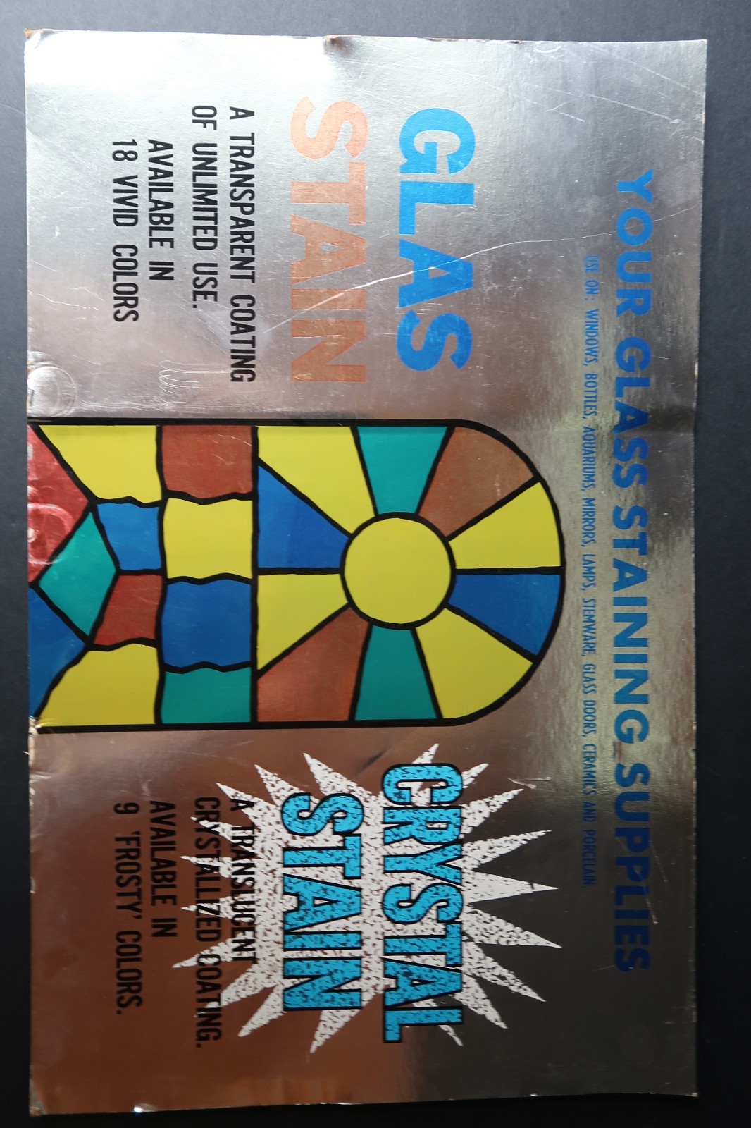 Glas Crystal Stain Store Display Hobby Shop Advertising Man Cave She Shed