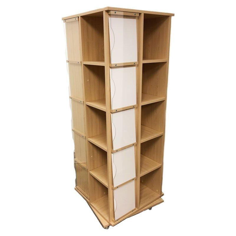 24″W x 24″D x 63″H Revolving T-Shirt Display with Casters – Maple