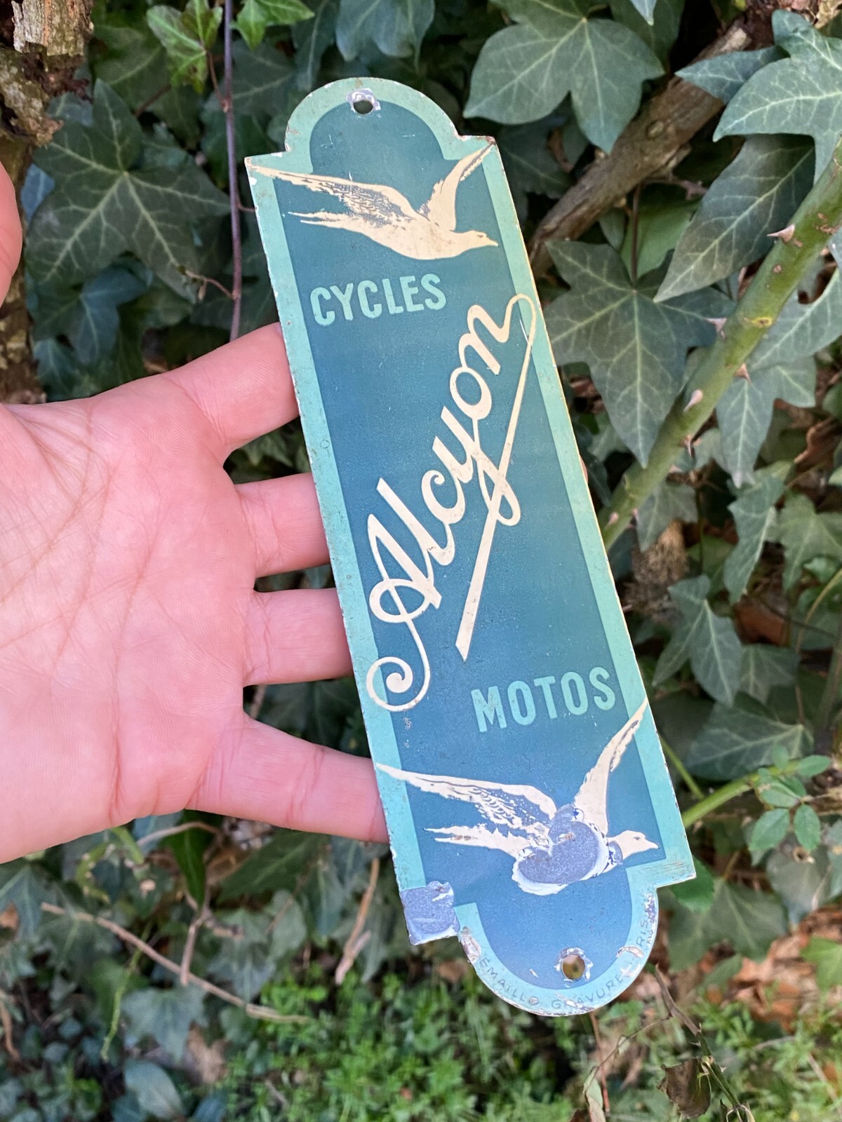 Rare Enamel Plaque Cycles ALCYON & Motos & Paris & Ancienne & France