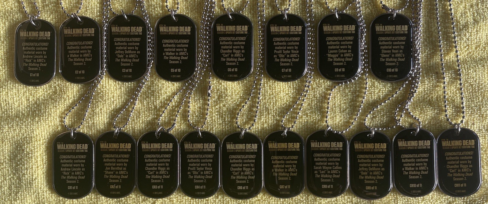 AMC’s the WALKING DEAD – Costume Relic Dog Tags (2012/13) – U PICK ONE