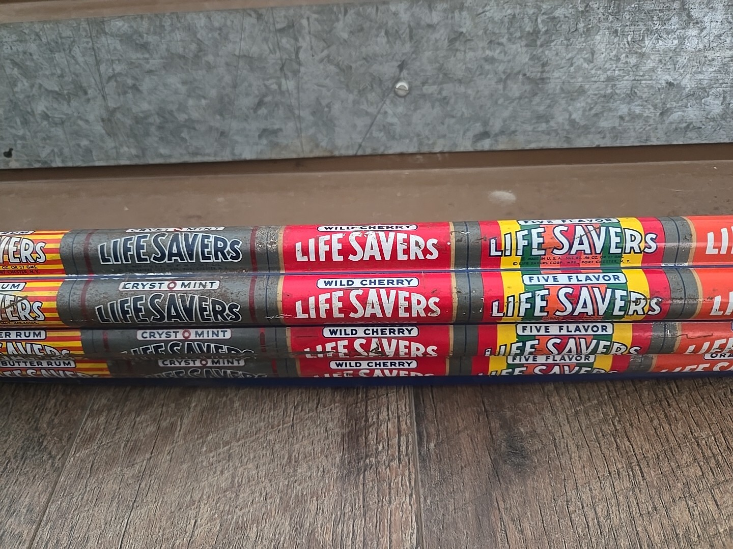 VTG 60s Retro Décor Life Savers Candy 9 Flavor 3 Rack Metal Tin Store Display