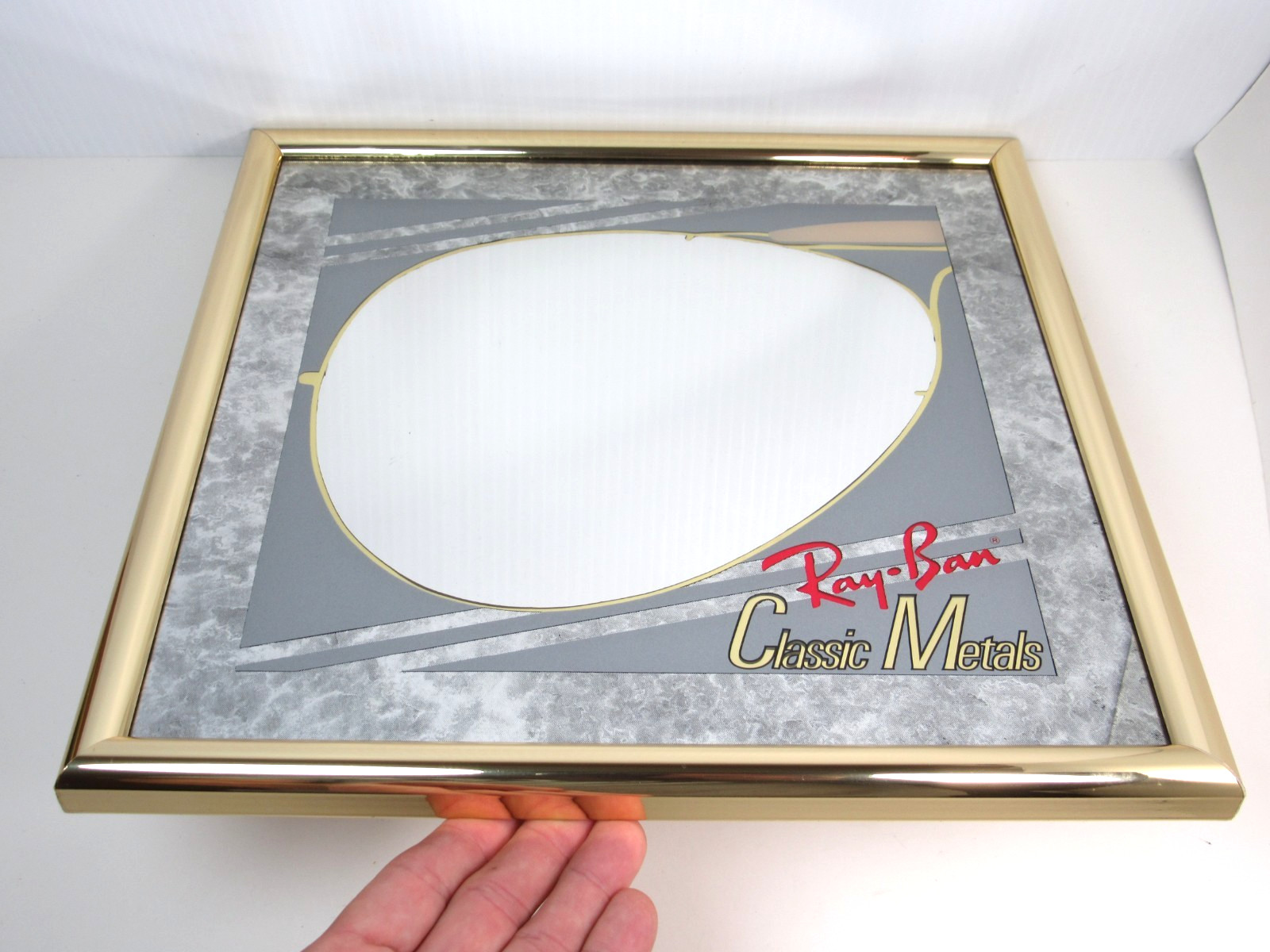 RARE Vtg RAY BAN CLASSIC METALS SUNGLASSES Mirror Advertising Sign Display Gold