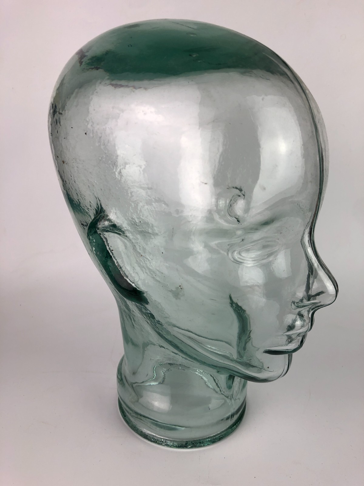 Vintage Green Glass Head Mannequin Wig Hat Display Stand 11.25″