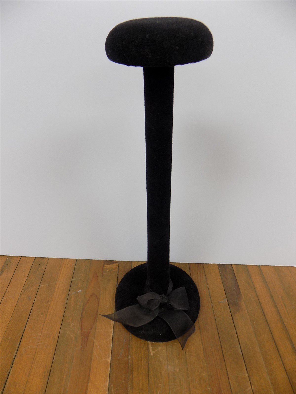 Antique Vintage Black Velvet Millinery Hat/Wig Stand Store Display 11″ Tall