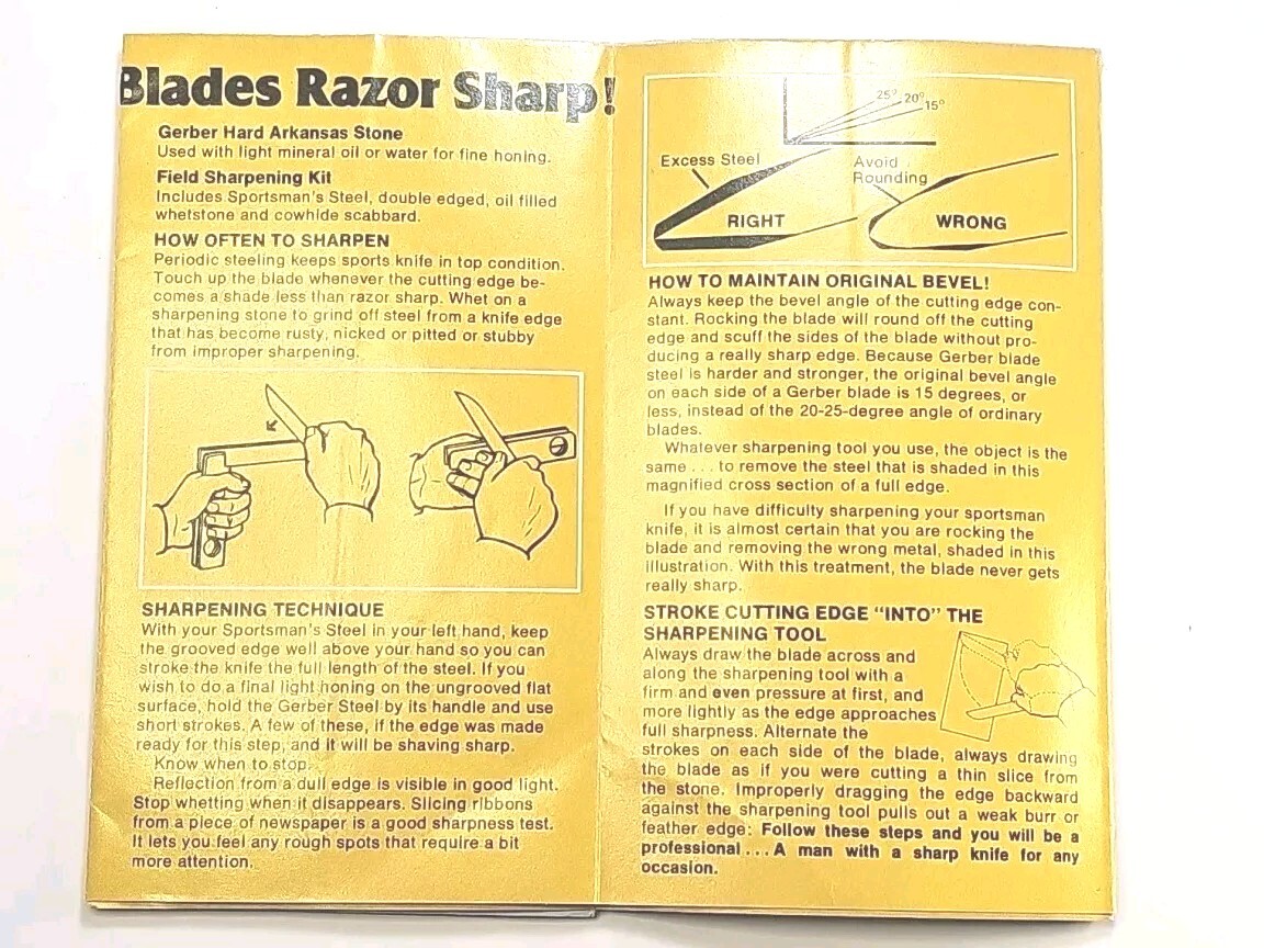 Vintage 1970’s Gerber Sportsmen’s Knives Knife Store Salesman’s Pamphlet