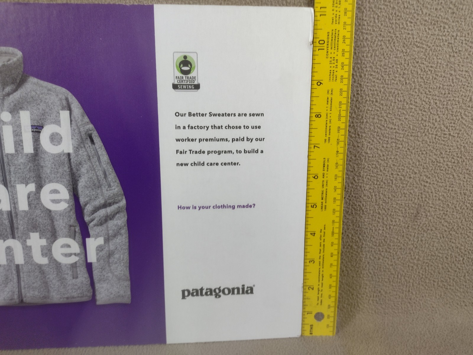 Patagonia Display Ad Counter top CardboardChild Care Center Photo 14 x 11
