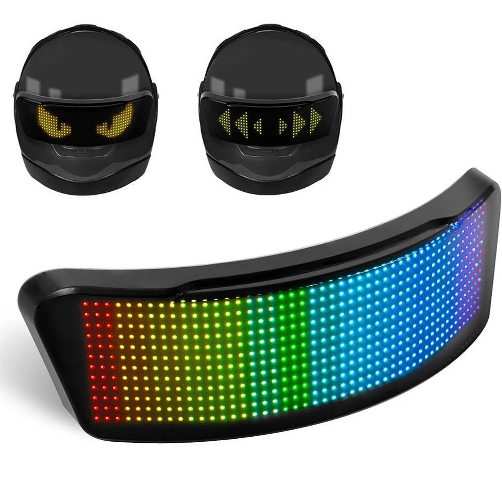 LED Helmet Display Rgb Programmable Warning Light Motorcycle Bike App Screen