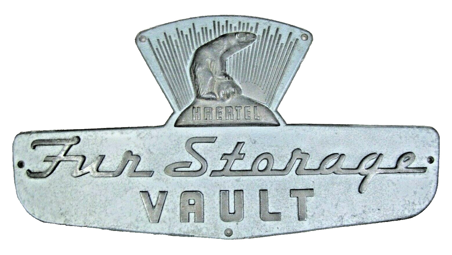 1940s HAERTEL FUR STORAGE VAULT Sign Art Deco Ornate Store Display Advertising