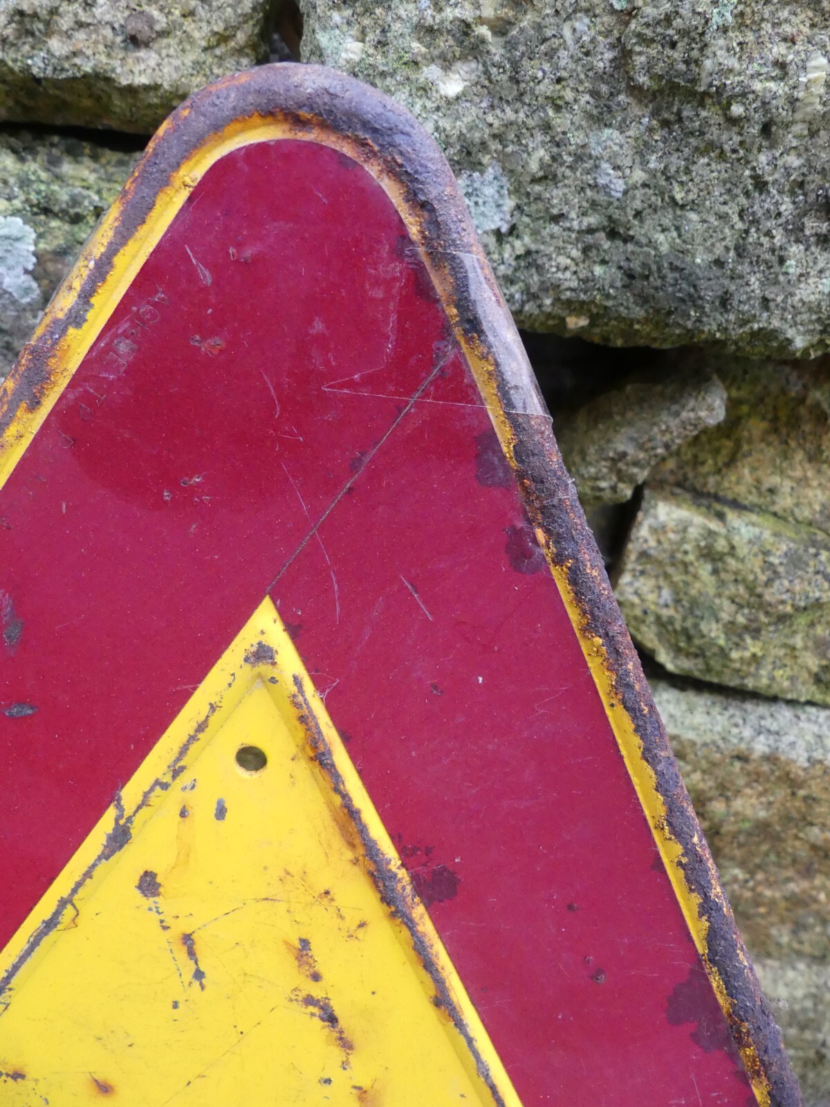 Antique 1950 SIGNALLING TRIANGLE, garage, car, motorcycle, no copy, no enamelled