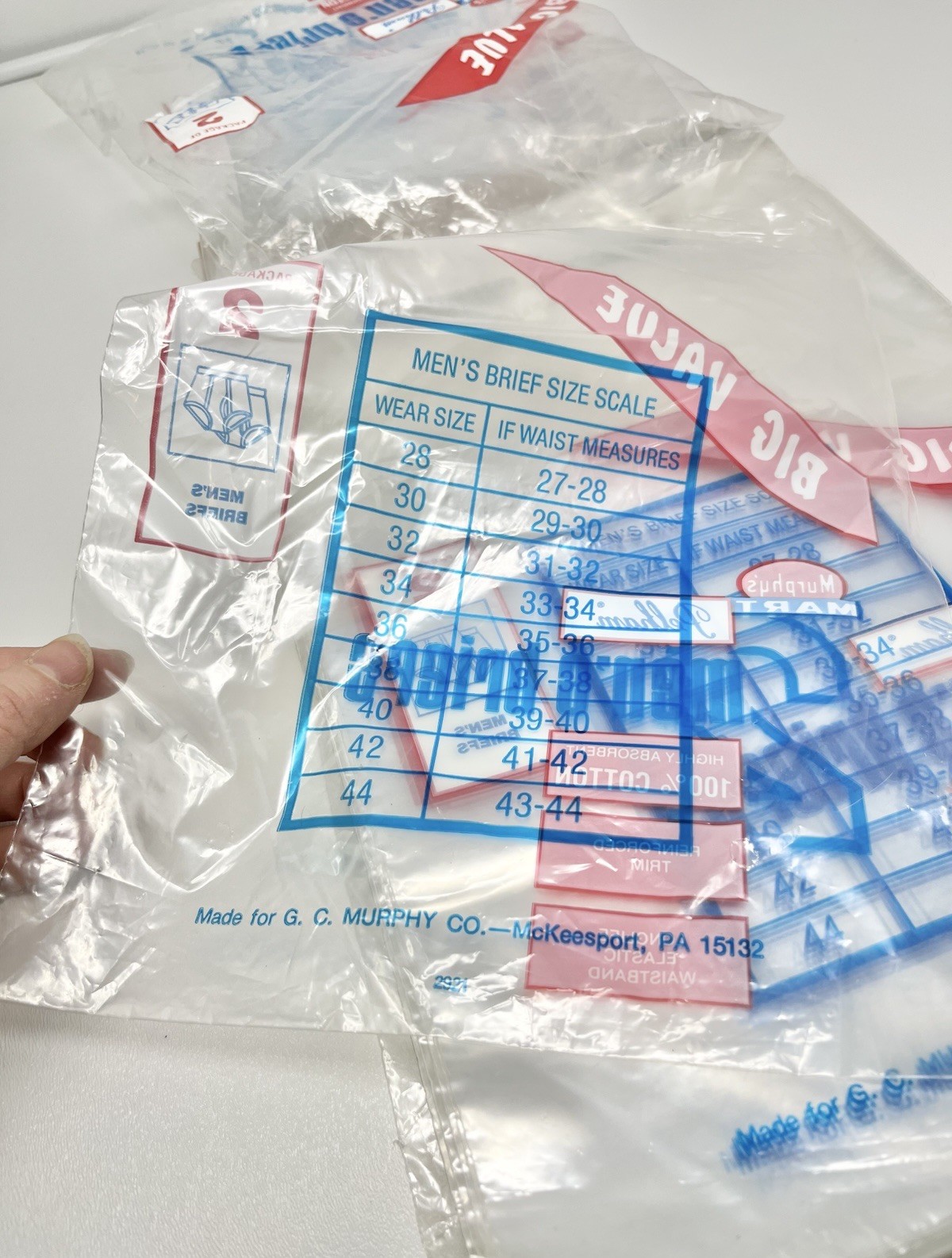 Vintage Lot 100+ Murphy’s Mart McKeesport, PA Mens Brief Empty Package Bags READ