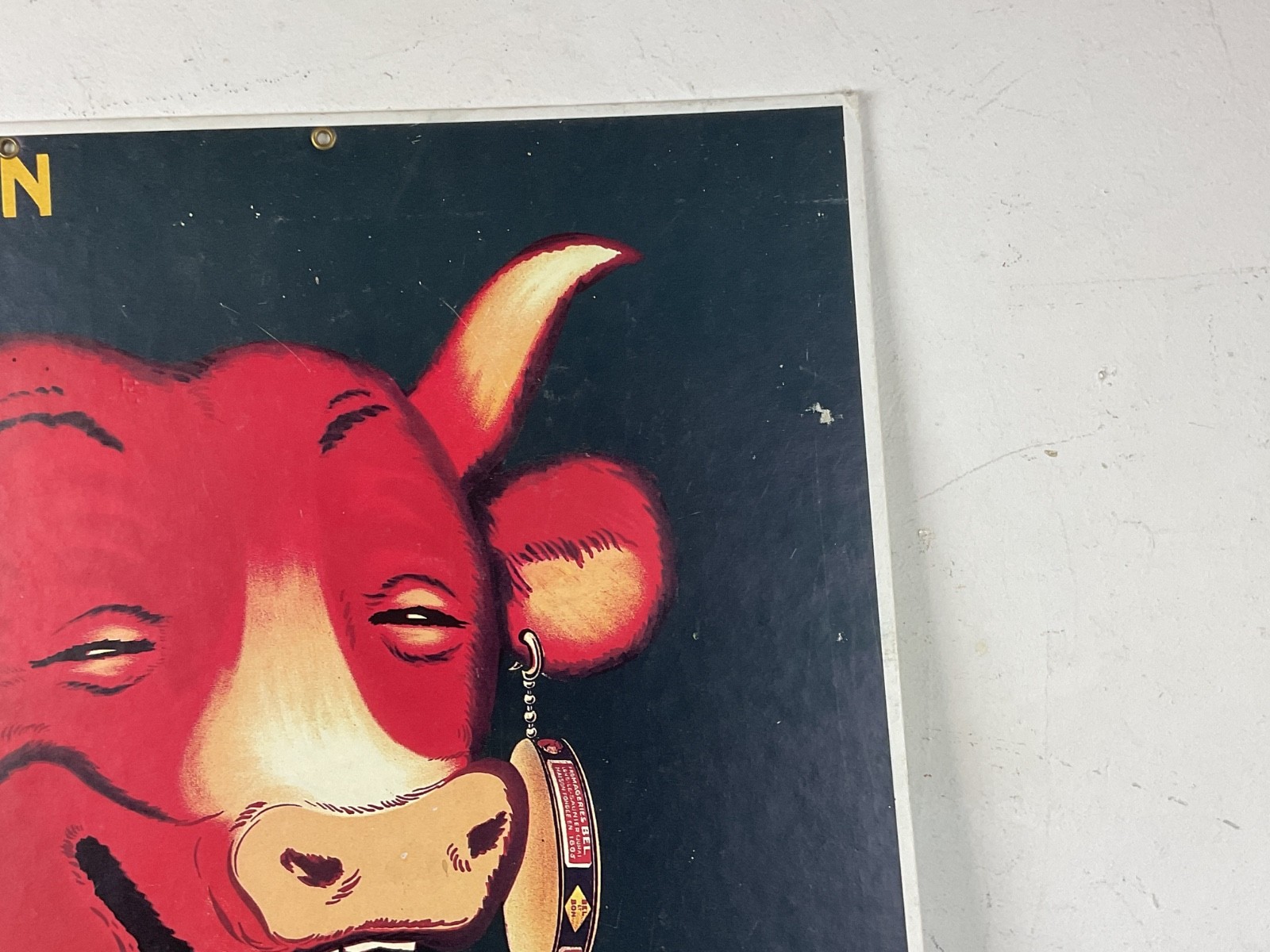 Vintage BENJAMIN RABIER “LA VACHE QUI RIT” ADVERTISING CARDBOARD.